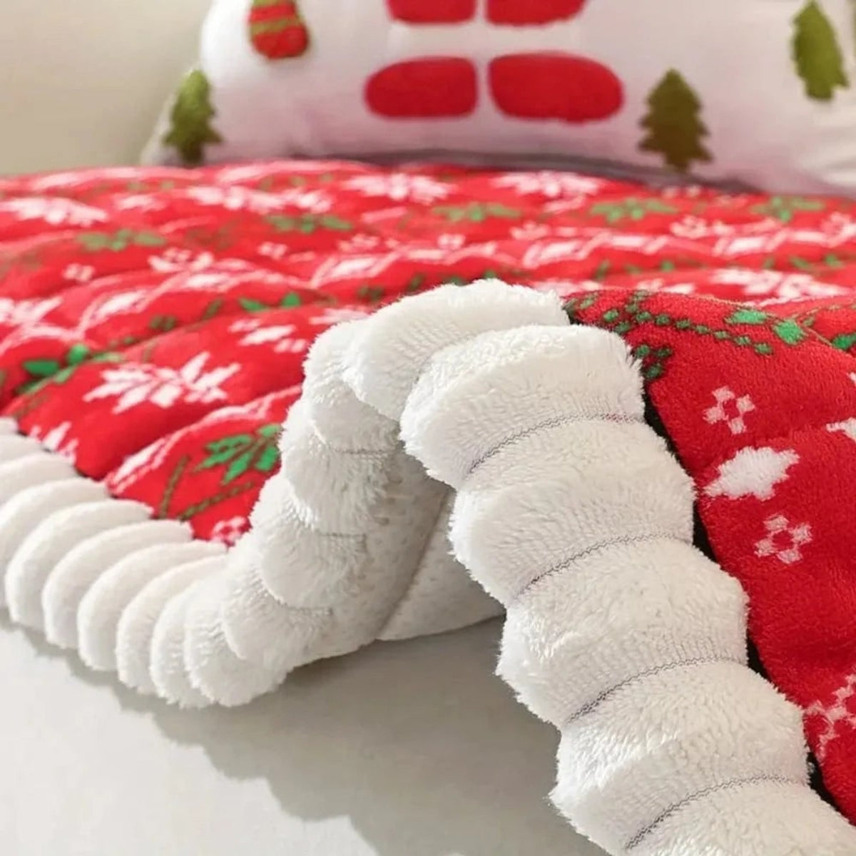 Quilted Christmas Sofa Cushion With Winter Pattern - Image 8