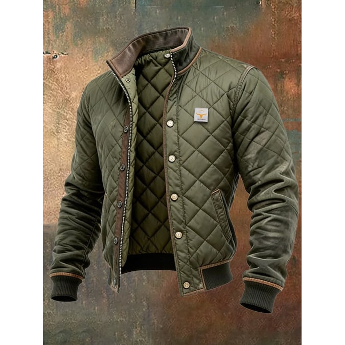 Quilted Jacket with Diamond Shell and Snap-Button Closure - Image 1