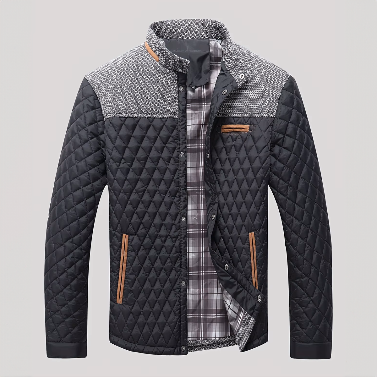 Quilted Jacket with Relaxed Fit and Button-Front - Image 3