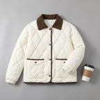 Quilted Puffer Jacket with Supportive Short Coat and Diamond Trim - scale
