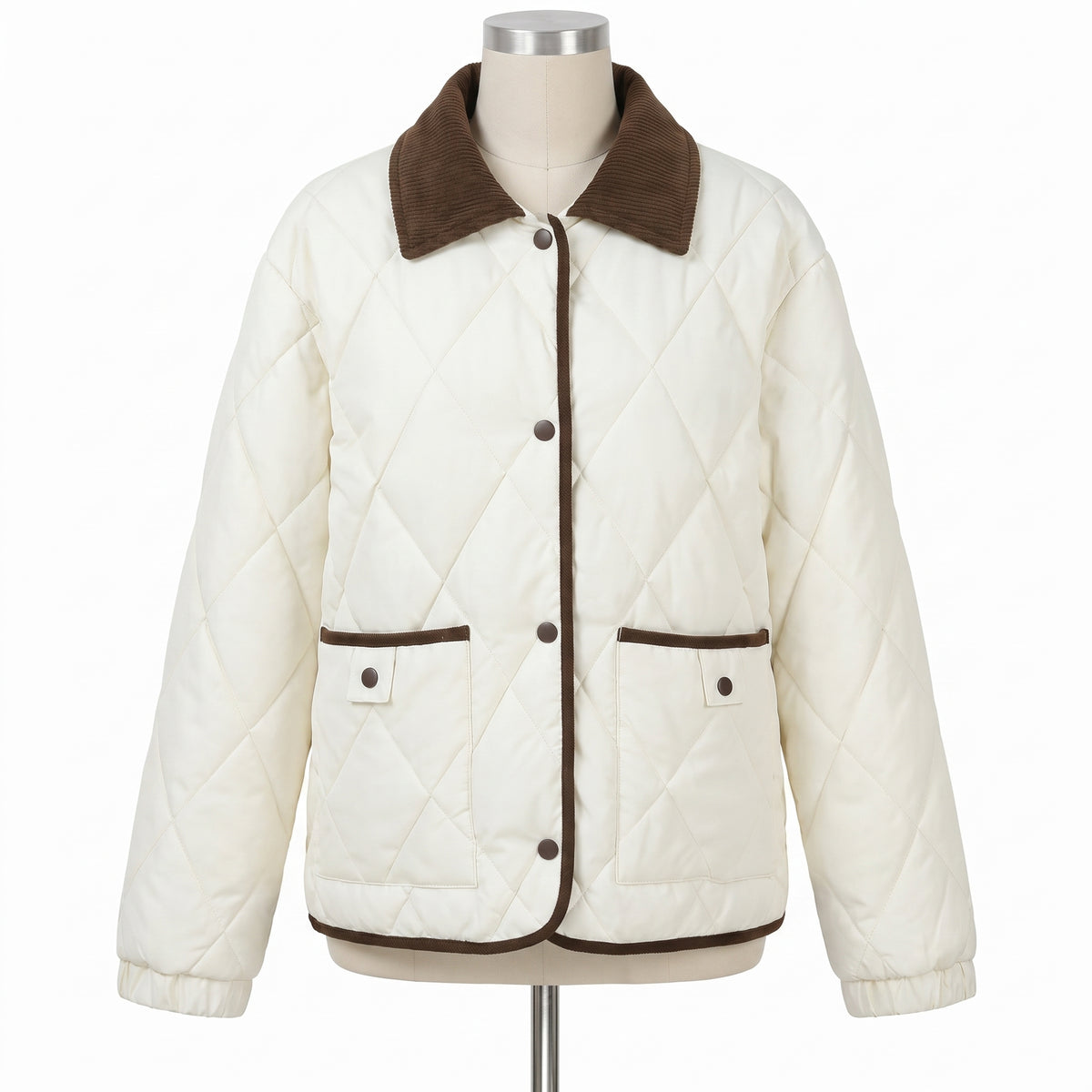 Quilted Puffer Jacket with Supportive Short Coat and Diamond Trim - studio