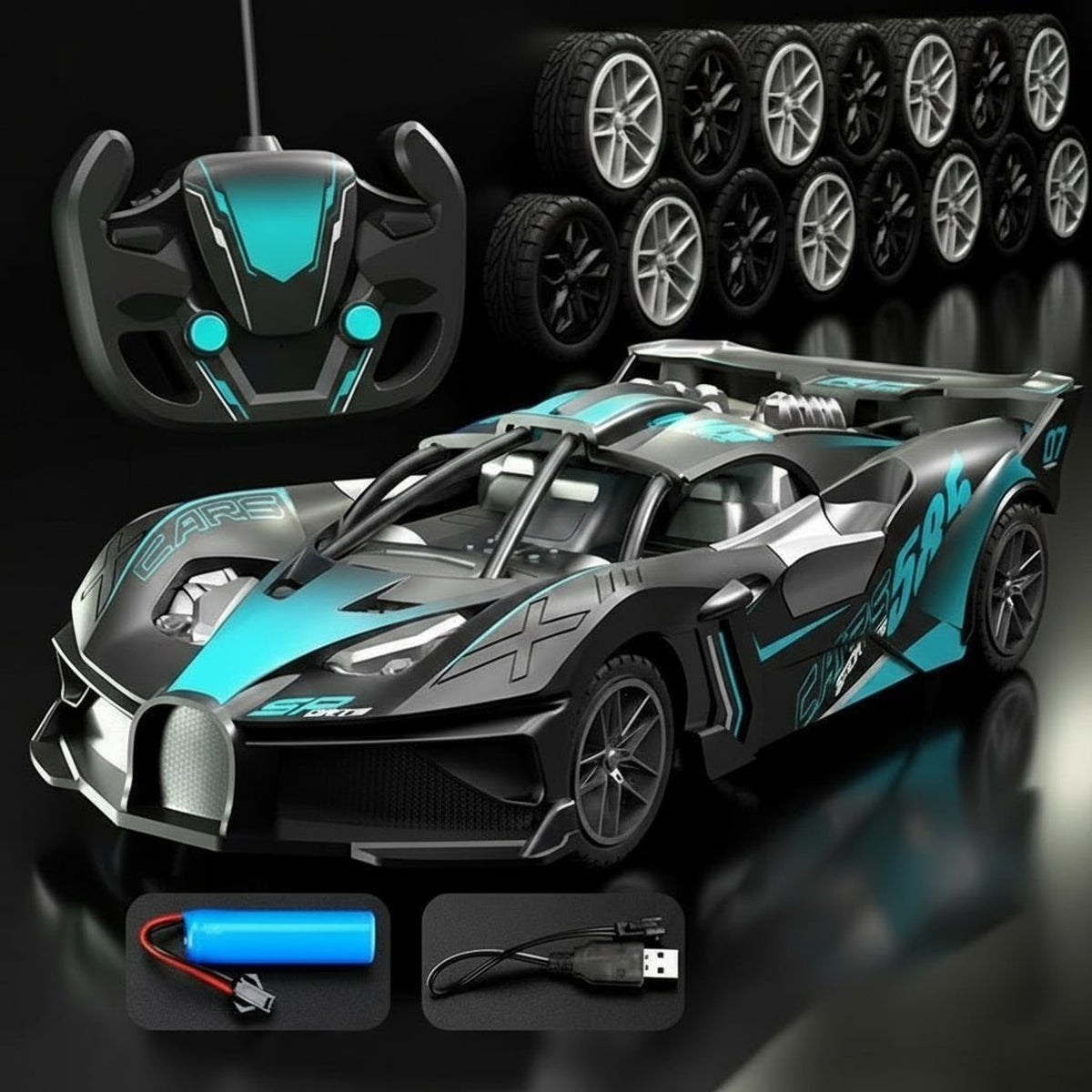 RC Drift Car With Realistic Sports Design 4CH 2.4GHz Remote Control - Image 2