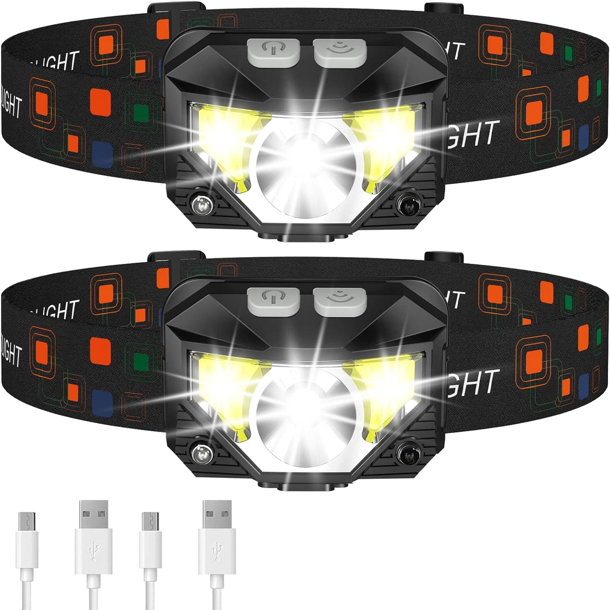 Rechargeable LED Headlamp Flashlight With Motion Sensor - Image 1