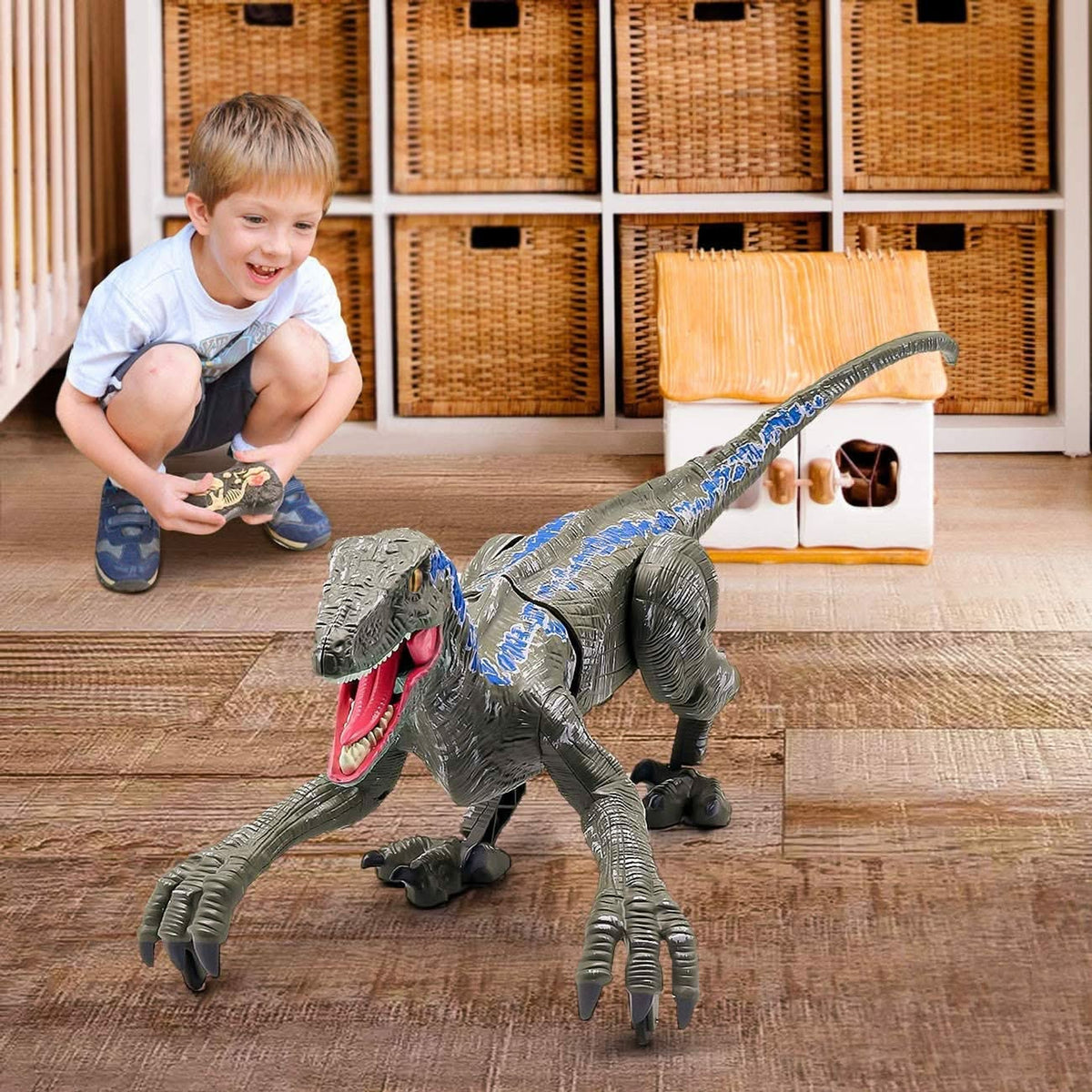 Remote Control T-Rex Dinosaur Toy With Realistic Roars Lights And Interactive Walking Action - Image 4
