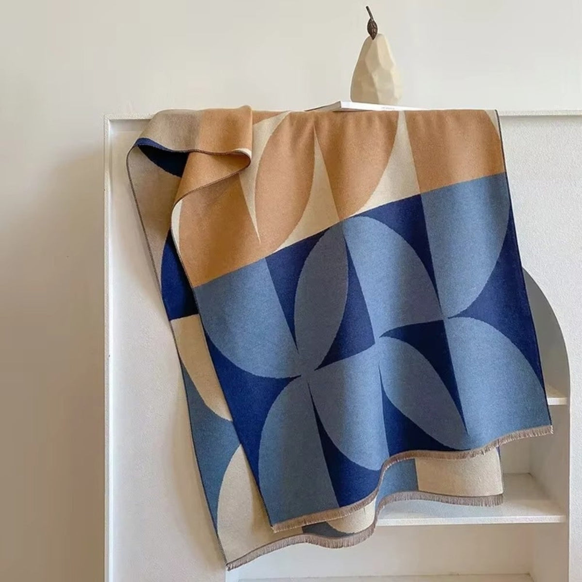 Reversible Scarf with Poncho Design and Geometric Pattern - Image 6