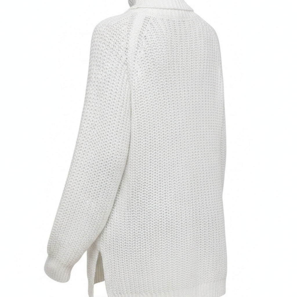 Ribbed Turtleneck Sweater In Chunky Knit With Relaxed Oversized Silhouette - angle