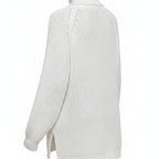 Ribbed Turtleneck Sweater In Chunky Knit With Relaxed Oversized Silhouette - angle