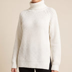 Ribbed Turtleneck Sweater with Relaxed Oversized Fit and Chunky Knit - hero