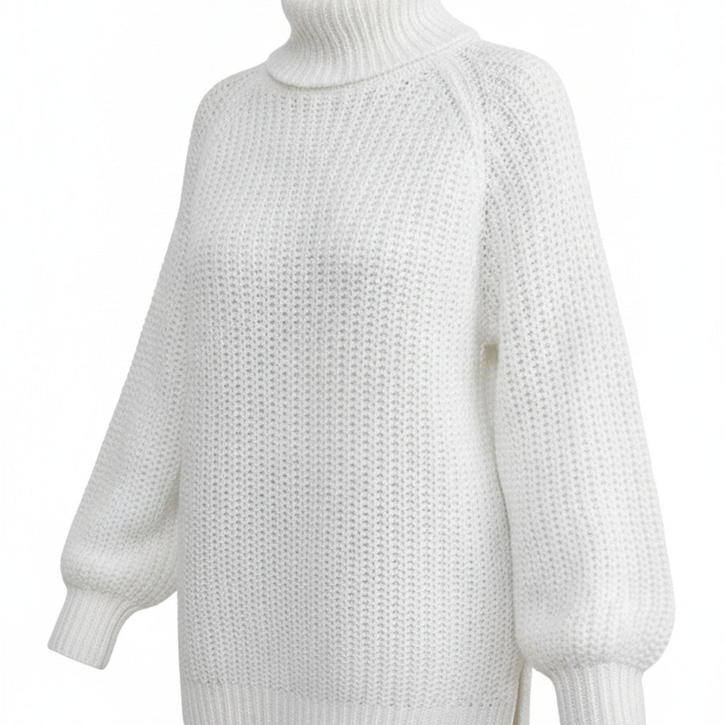 Ribbed Turtleneck Sweater In Chunky Knit With Relaxed Oversized Silhouette - studio