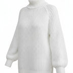 Ribbed Turtleneck Sweater In Chunky Knit With Relaxed Oversized Silhouette - studio