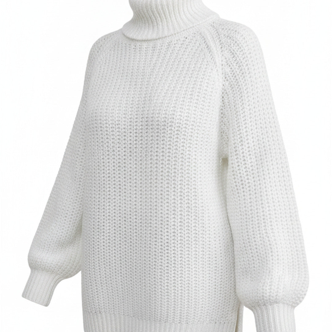 Ribbed Turtleneck Sweater In Chunky Knit With Relaxed Oversized Silhouette - studio