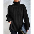 Ribbed Turtleneck Sweater with Relaxed Oversized Fit and Chunky Knit - Image 4