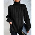 Ribbed Turtleneck Sweater with Relaxed Oversized Fit and Chunky Knit - Image 4