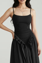 NOVA | Women’s Ruched Bodycon Maxi Dress – Spaghetti Strap Elegant Dress