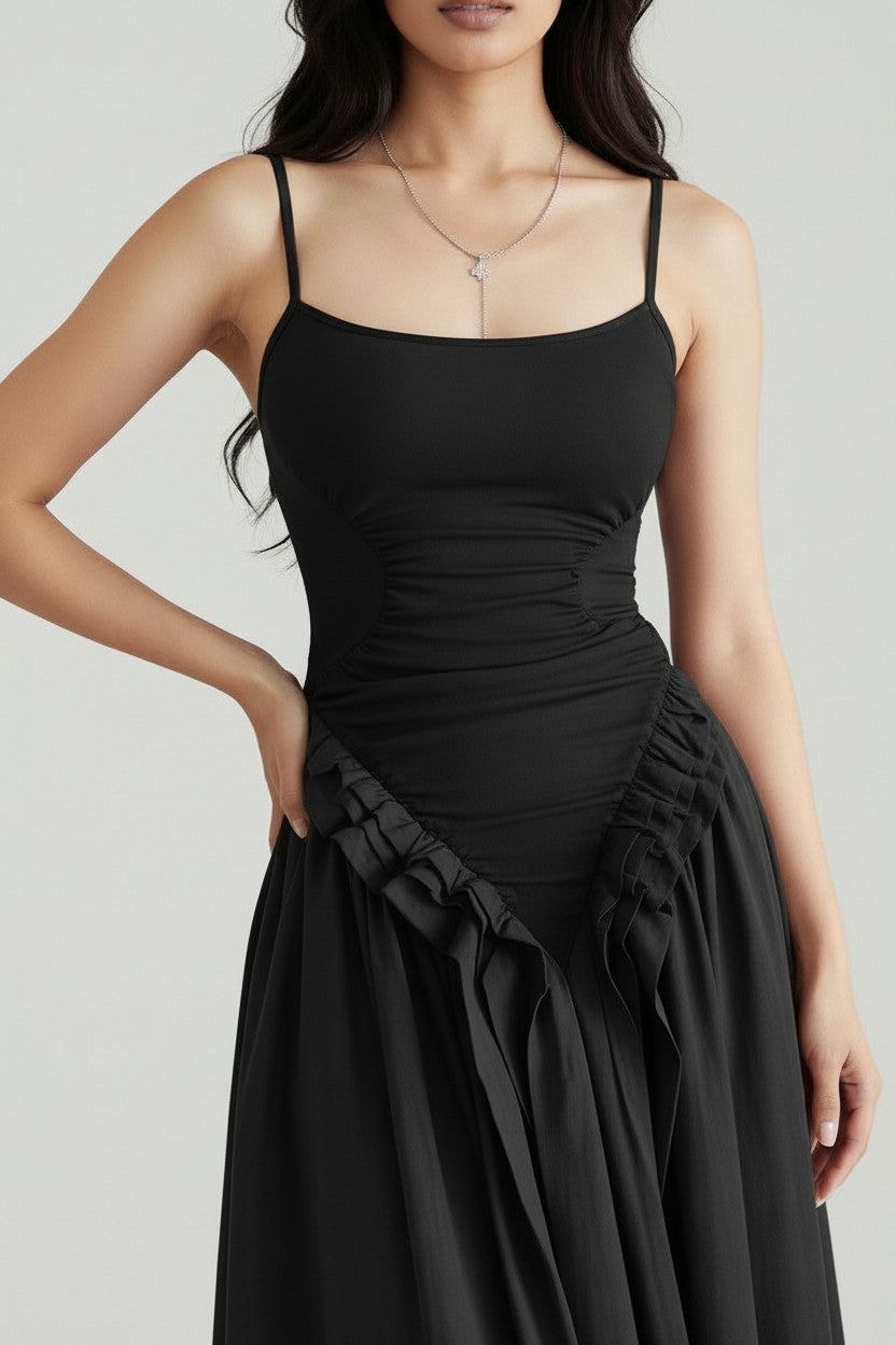 NOVA | Women’s Ruched Bodycon Maxi Dress – Spaghetti Strap Elegant Dress