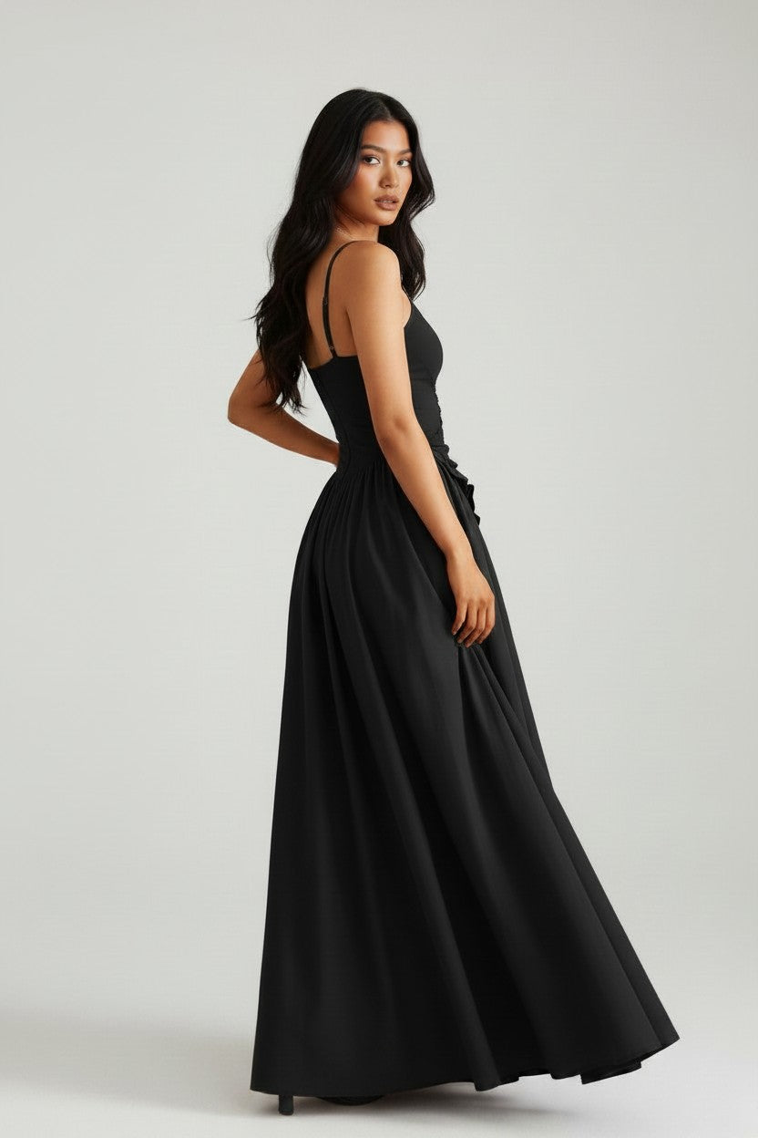 NOVA | Women’s Ruched Bodycon Maxi Dress – Spaghetti Strap Elegant Dress