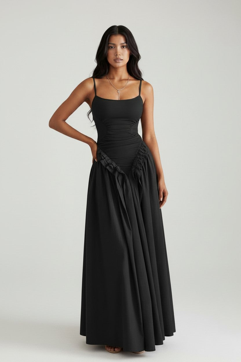 NOVA | Women’s Ruched Bodycon Maxi Dress – Spaghetti Strap Elegant Dress