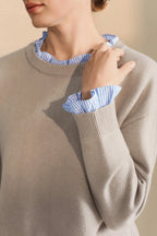 Ruffle Sweater with Stretch Knit Fabric and Ruffled Collar - Image 7
