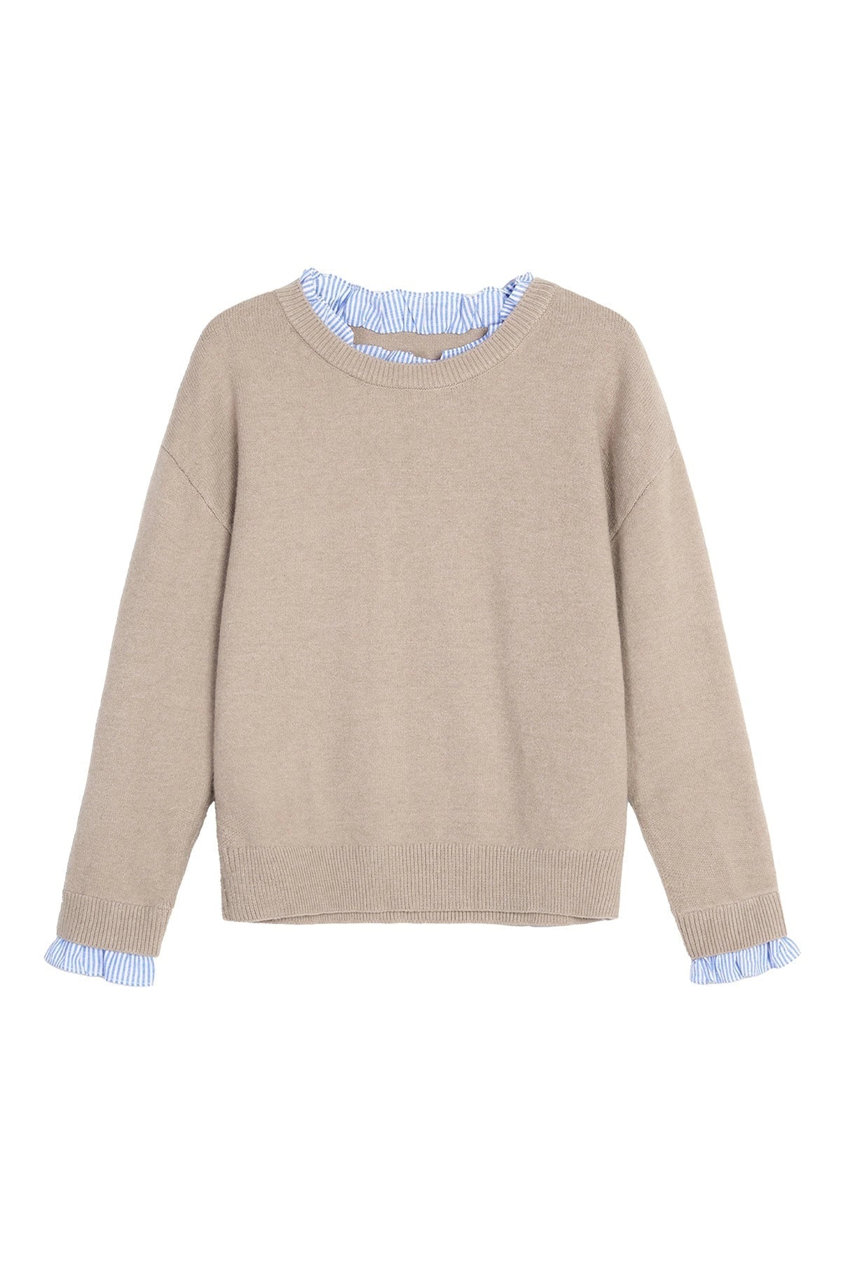 Ruffle Sweater with Stretch Knit Fabric and Ruffled Collar - Image 8