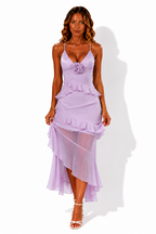 NOVA | Floral Ruffle Wedding Guest Midi Dress