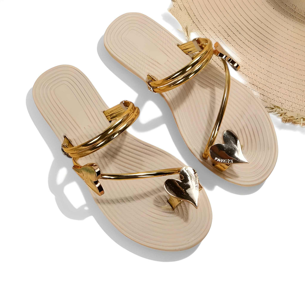 NOVA | Women Capri Sandals – Gold Strap Flat Sandals