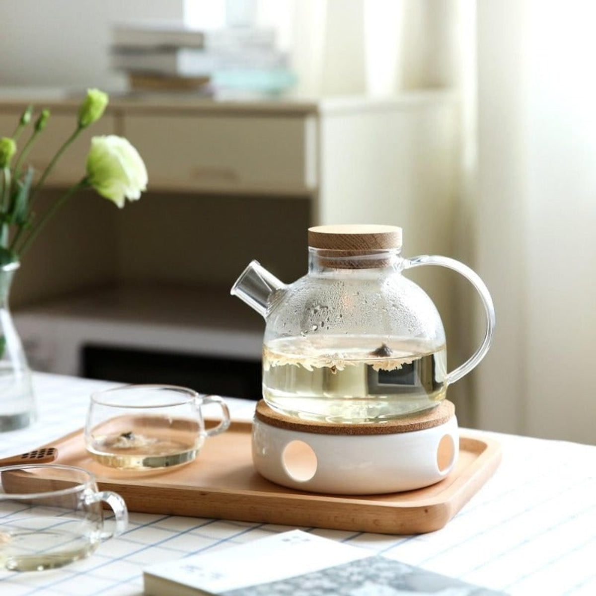 Scandinavian Glass Teapot Set And Tealight - Image 1