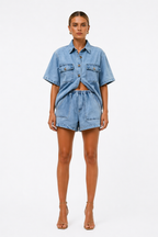 NOA | Women’s Denim  Two Piece Set | Shirt & High-Waist Shorts