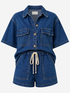 NOVA | Women’s Denim Co-Ord Set | Oversized Shirt & Shorts Outfit