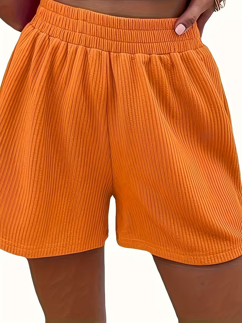 NOVA | Women's Ribbed Two Piece Shorts Set | Crop Top & High Waist Summer Co-Ord Outfit