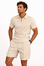 NOVA | Men's Breathable Cotton Co-Ord Set | Relaxed Fit Polo Shirt and Shorts for Summer