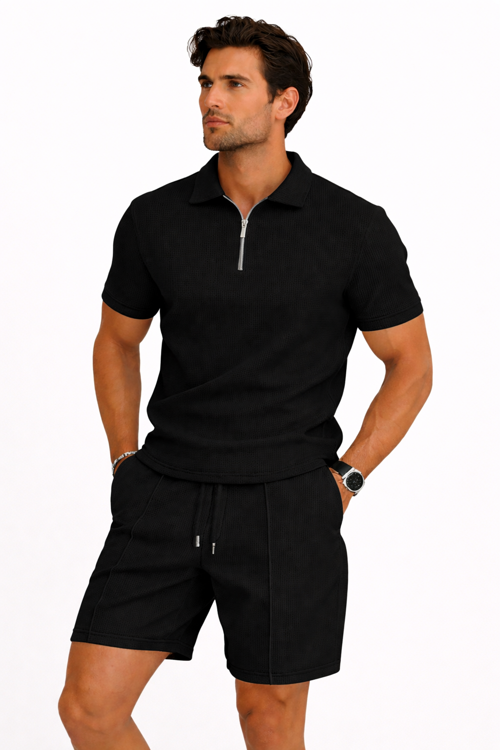 NOVA | Men's Breathable Cotton Co-Ord Set | Relaxed Fit Polo Shirt and Shorts for Summer