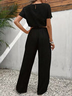 NOVA | Women's Two Piece Lounge Set Linen | Crop Top & Wide Leg Trousers Summer Co-Ord Outfit