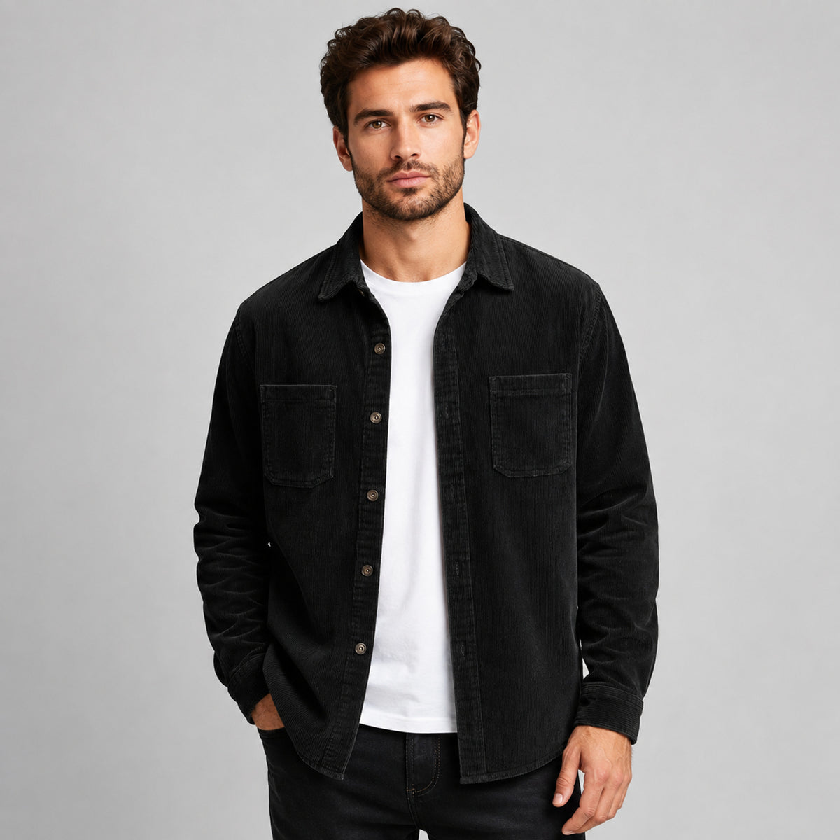 Shackets with Relaxed Corduroy Fit and Patch Pockets - Image 4
