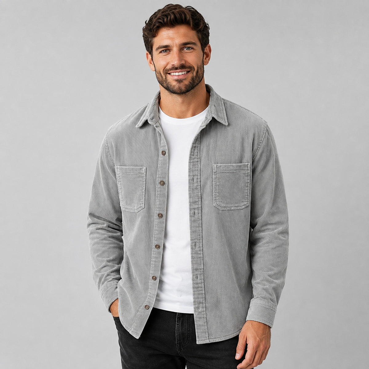 Shackets with Relaxed Corduroy Fit and Patch Pockets - Image 5