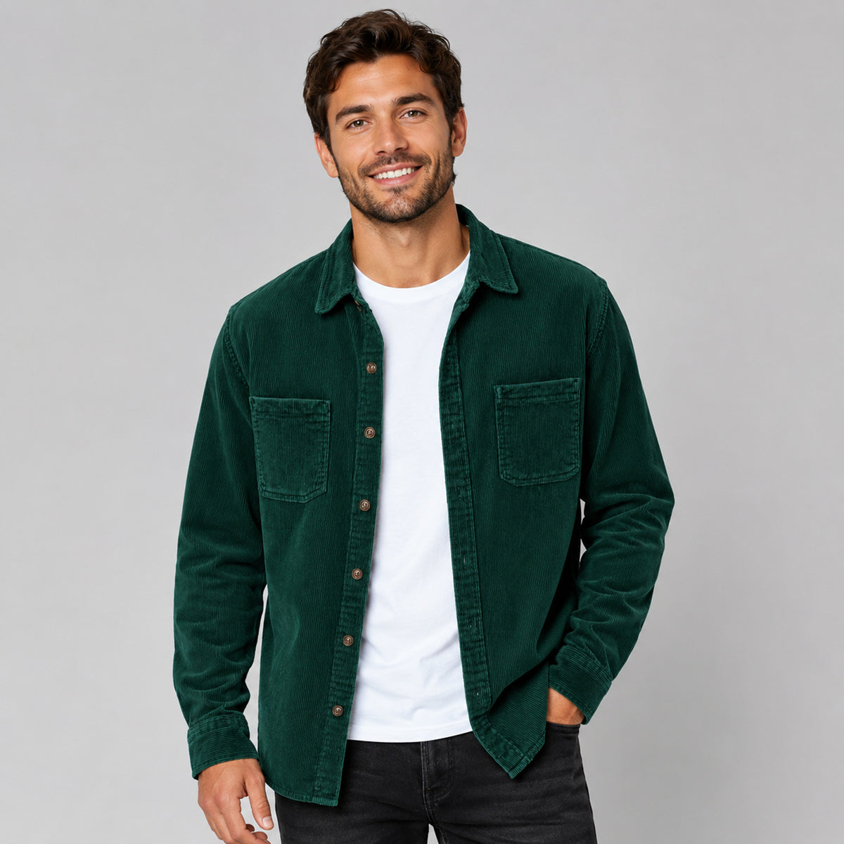 Shackets with Relaxed Corduroy Fit and Patch Pockets - Image 6