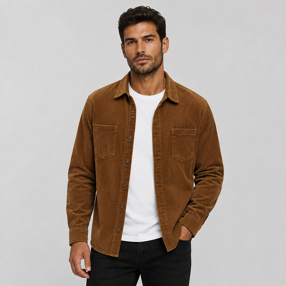 Shackets with Relaxed Corduroy Fit and Patch Pockets - Image 8