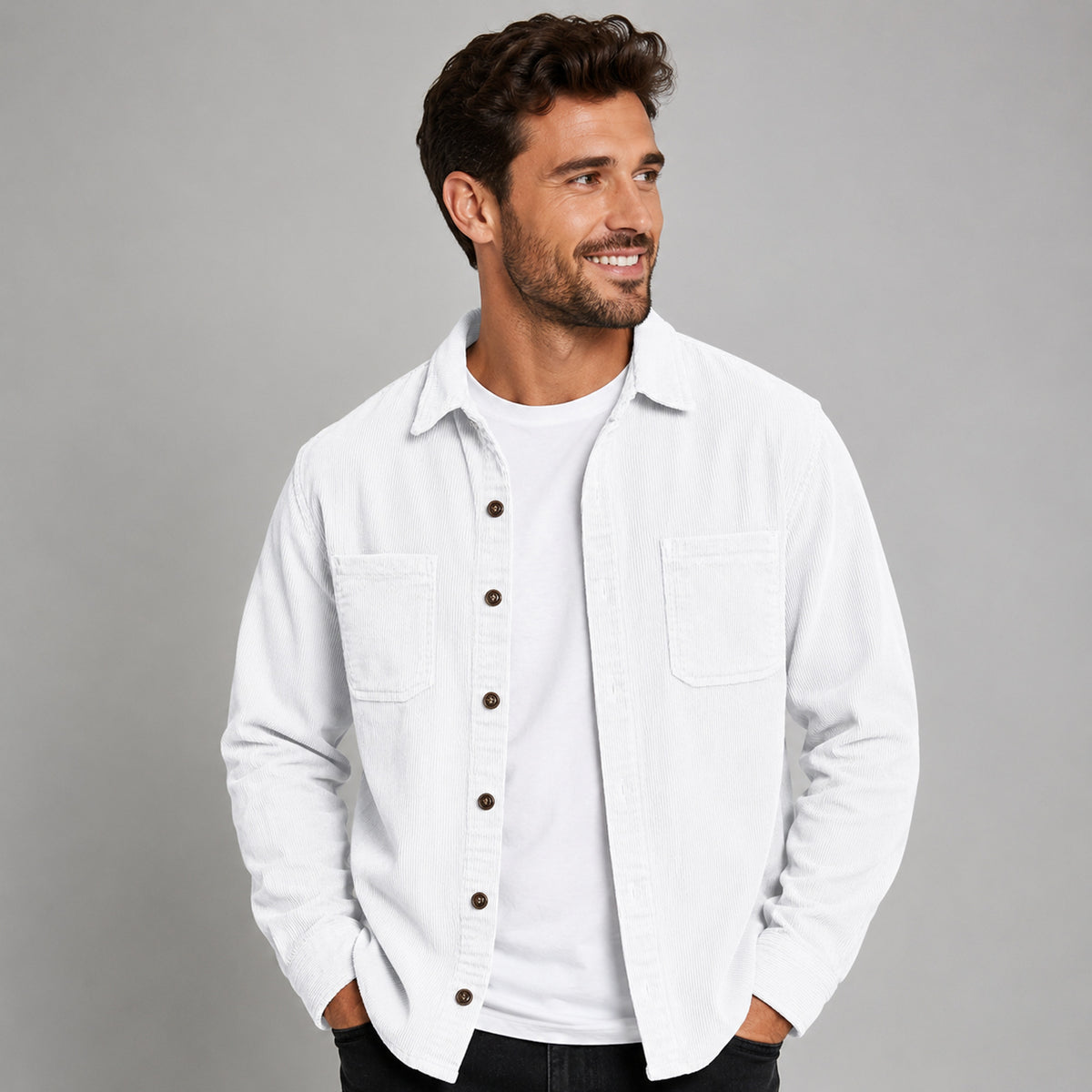 Shackets with Relaxed Corduroy Fit and Patch Pockets - Image 9