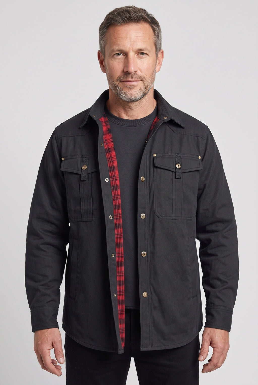 Shackets with Streamlined Utility Jacket and Flannel Lining - Image 1