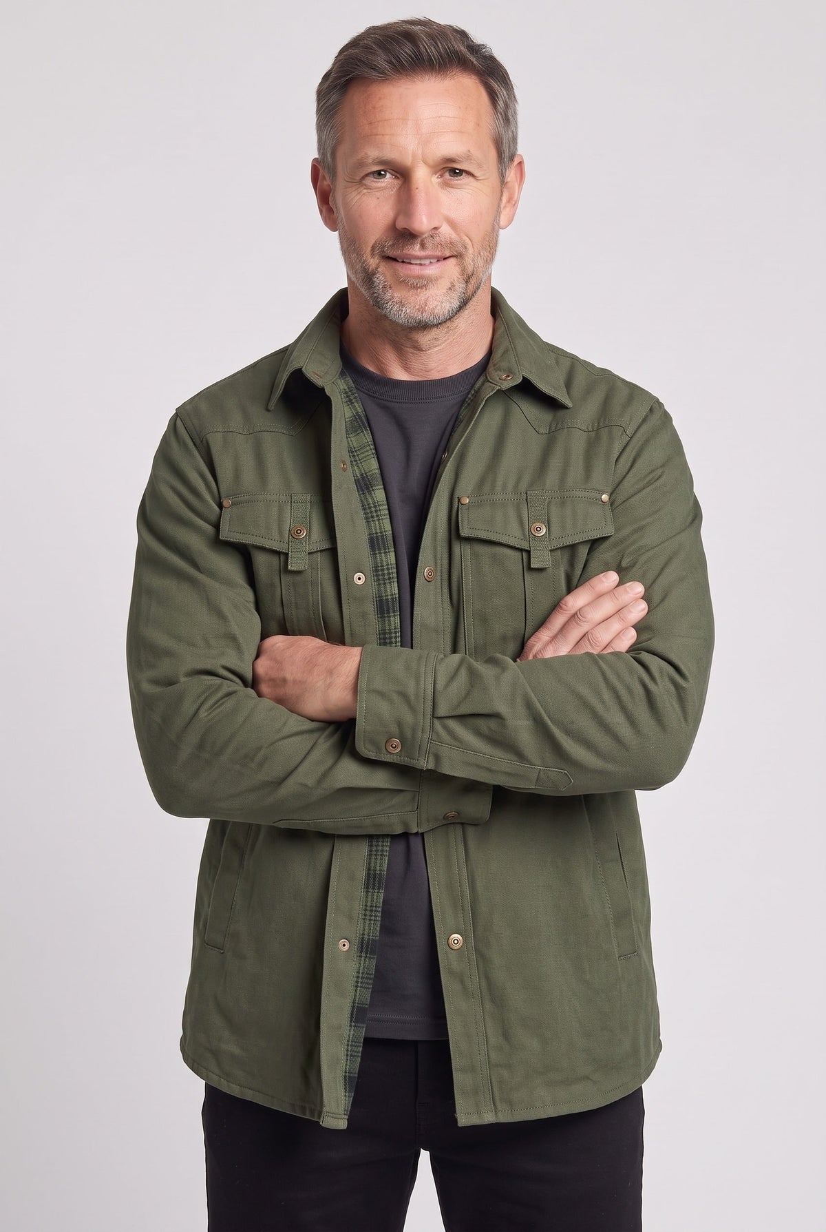 Shackets with Streamlined Utility Jacket and Flannel Lining - Image 11