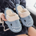 Shark Slippers with Warm Slip-On Design and Button-Front - Image 2