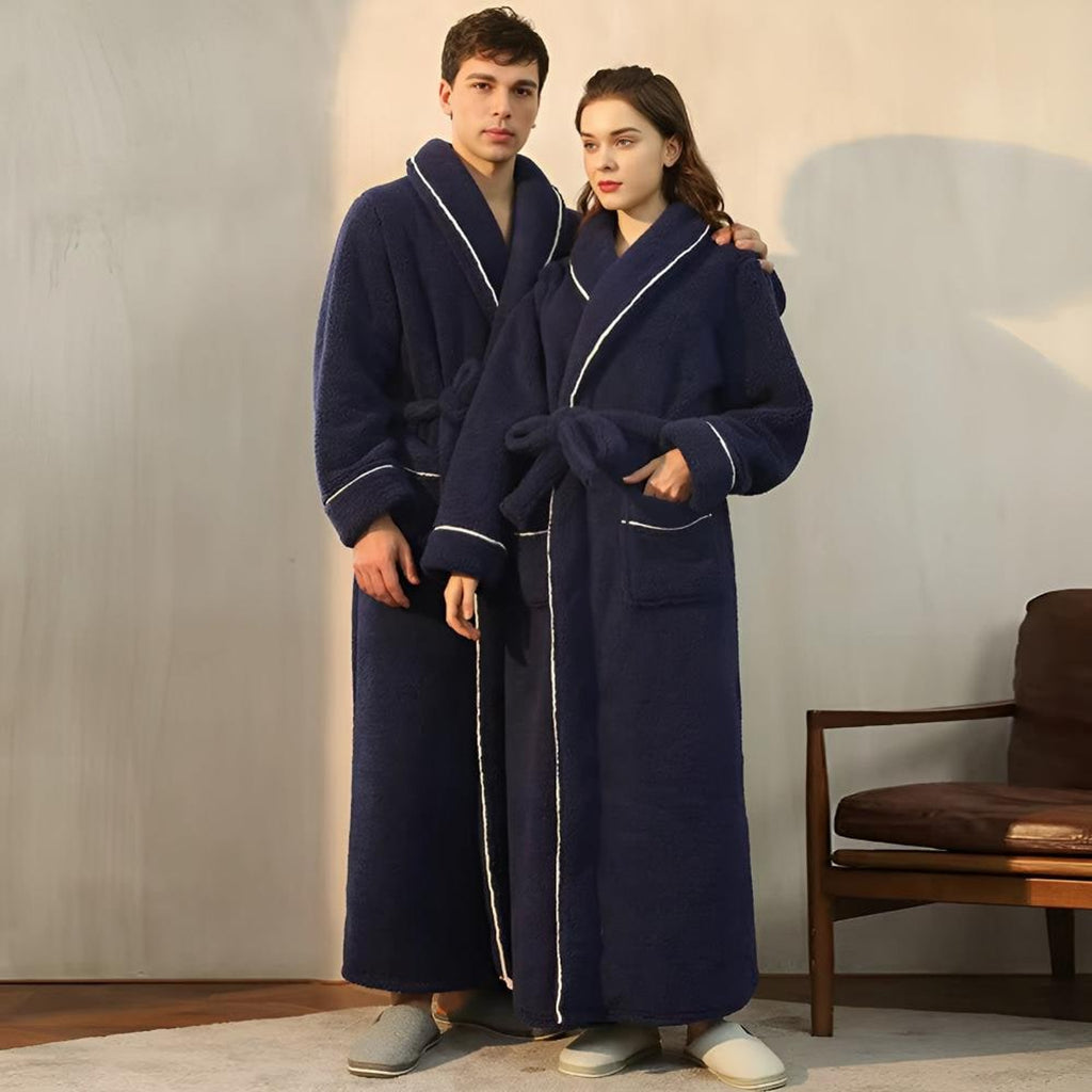 Sherpa Comfort Bathrobe With Shawl Collar And Pockets - Image 1