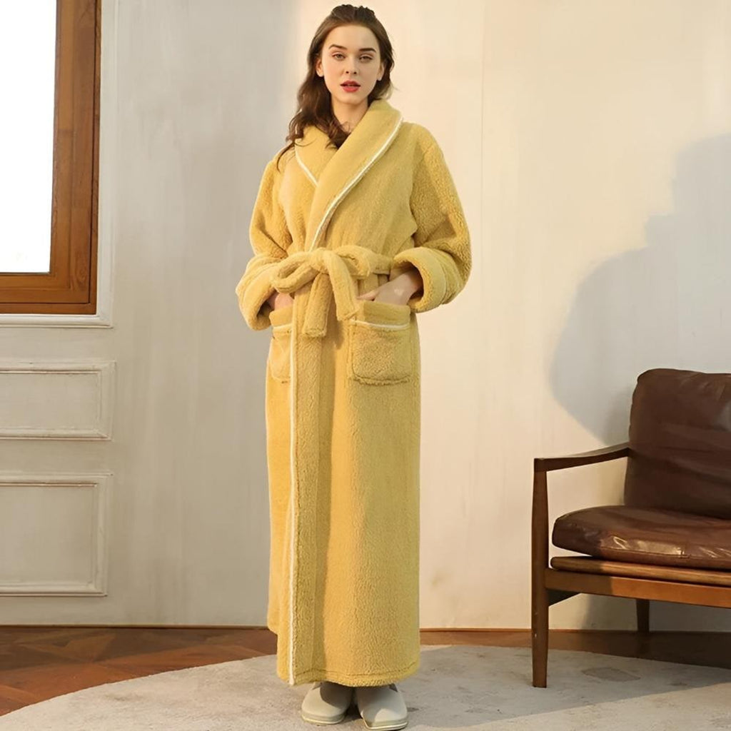 Sherpa Comfort Bathrobe With Shawl Collar And Pockets - Image 8