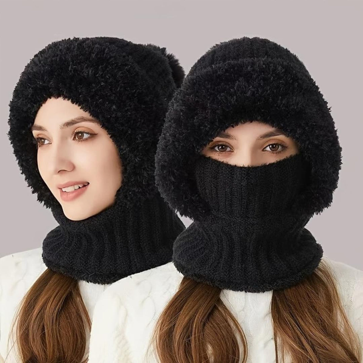 Sherpa Fleece Balaclava With Neck Warmer Windproof Adjustable Ski Mask - Image 1