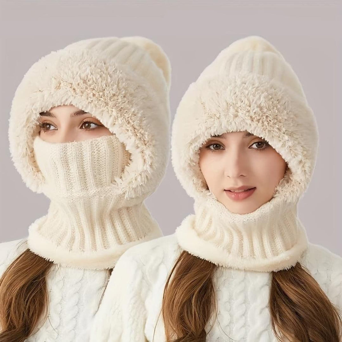 Sherpa Fleece Balaclava With Neck Warmer Windproof Adjustable Ski Mask - Image 2