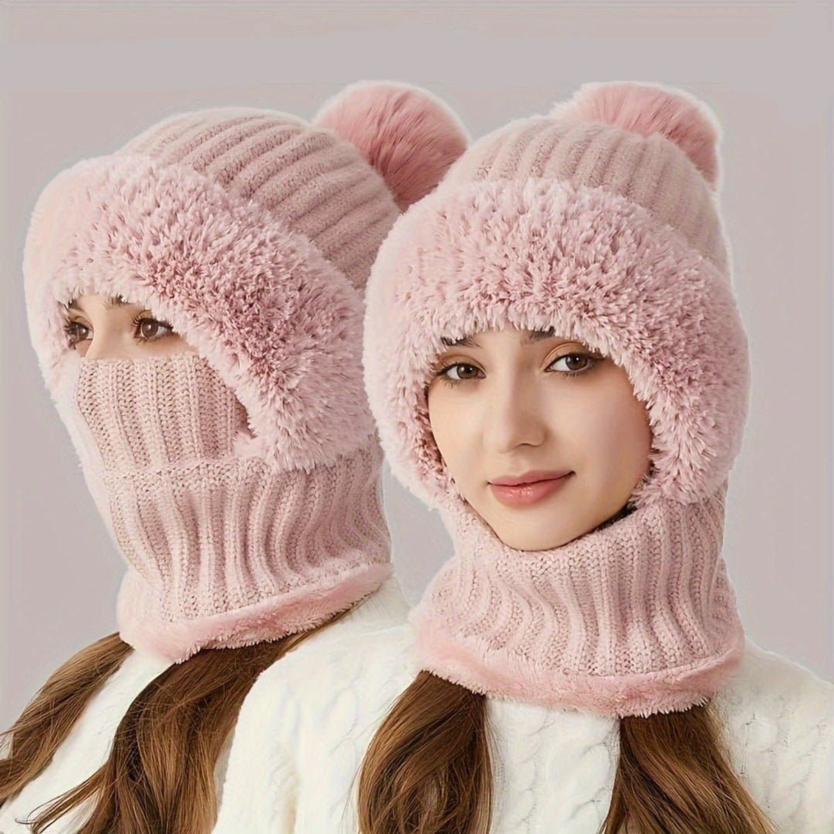 Sherpa Fleece Balaclava With Neck Warmer Windproof Adjustable Ski Mask - Image 4