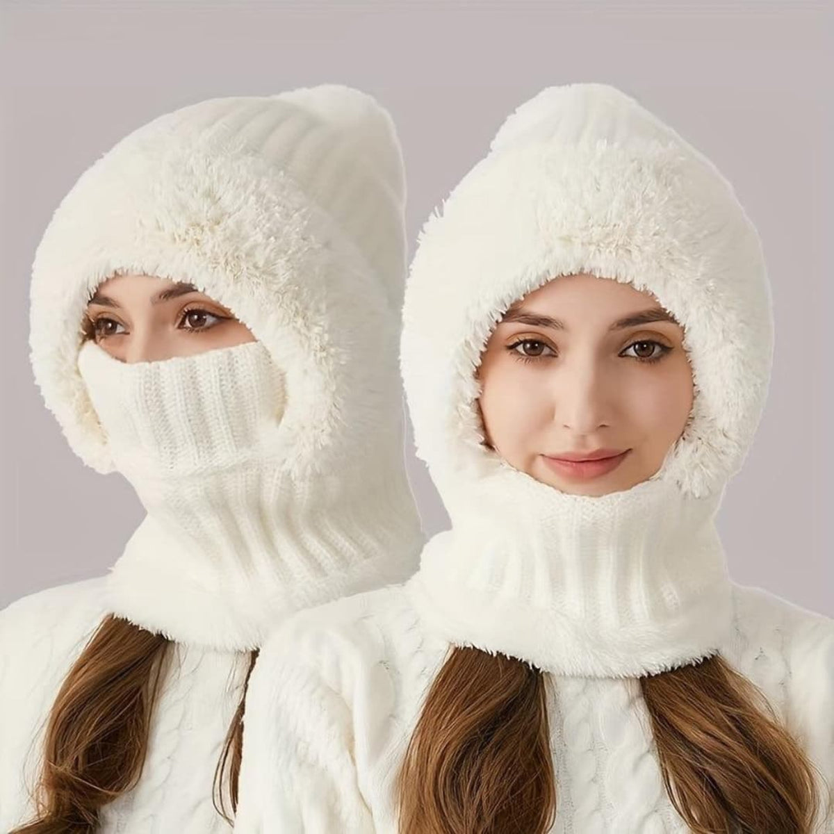 Sherpa Fleece Balaclava With Neck Warmer Windproof Adjustable Ski Mask - Image 3