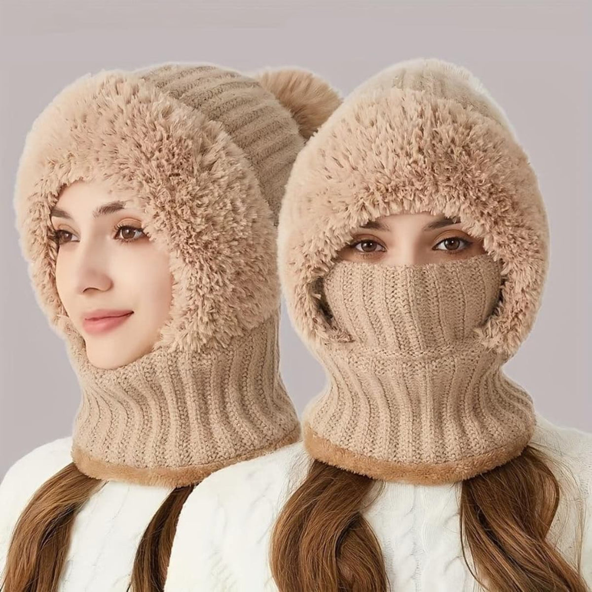 Sherpa Fleece Balaclava With Neck Warmer Windproof Adjustable Ski Mask - Image 6