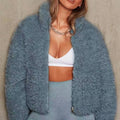 Sherpa Jacket with Cropped Fit and Zip Front - Image 1