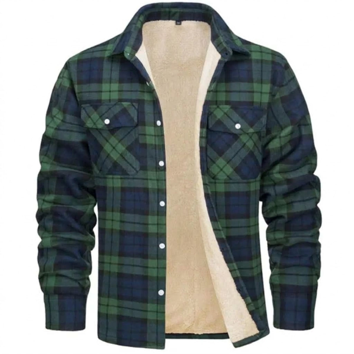 Sherpa Lined Casual Shirt Jacket with Flannel Plaid and Pockets - Image 7