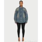 Shirt Jacket with Relaxed Oversized Fit and Washed - Image 1